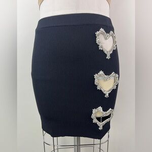 💚 3328. Rib Knit Heart Cut-out Mini Skirt